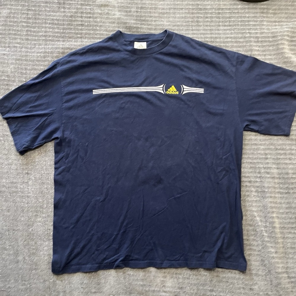 Vintage Adidas Sportswear Athletic Logo Embroidered T-Shirt Mens Xl Navy Y2K